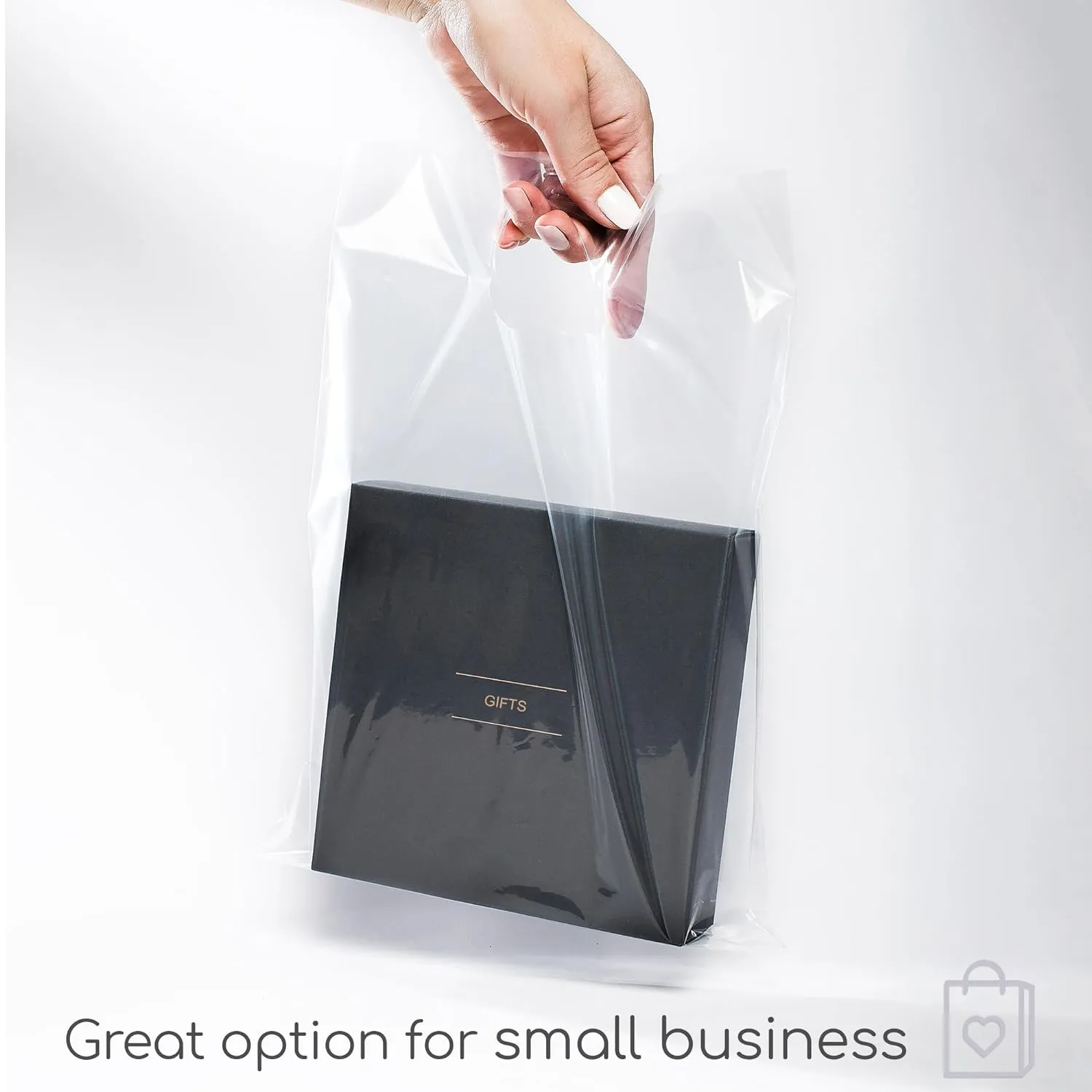 100 Clear Plastic Bags With Handles 9"x12" Perfect for Merchandise And Retail 1.5Mil Thick Clear Gift Bags With Handles