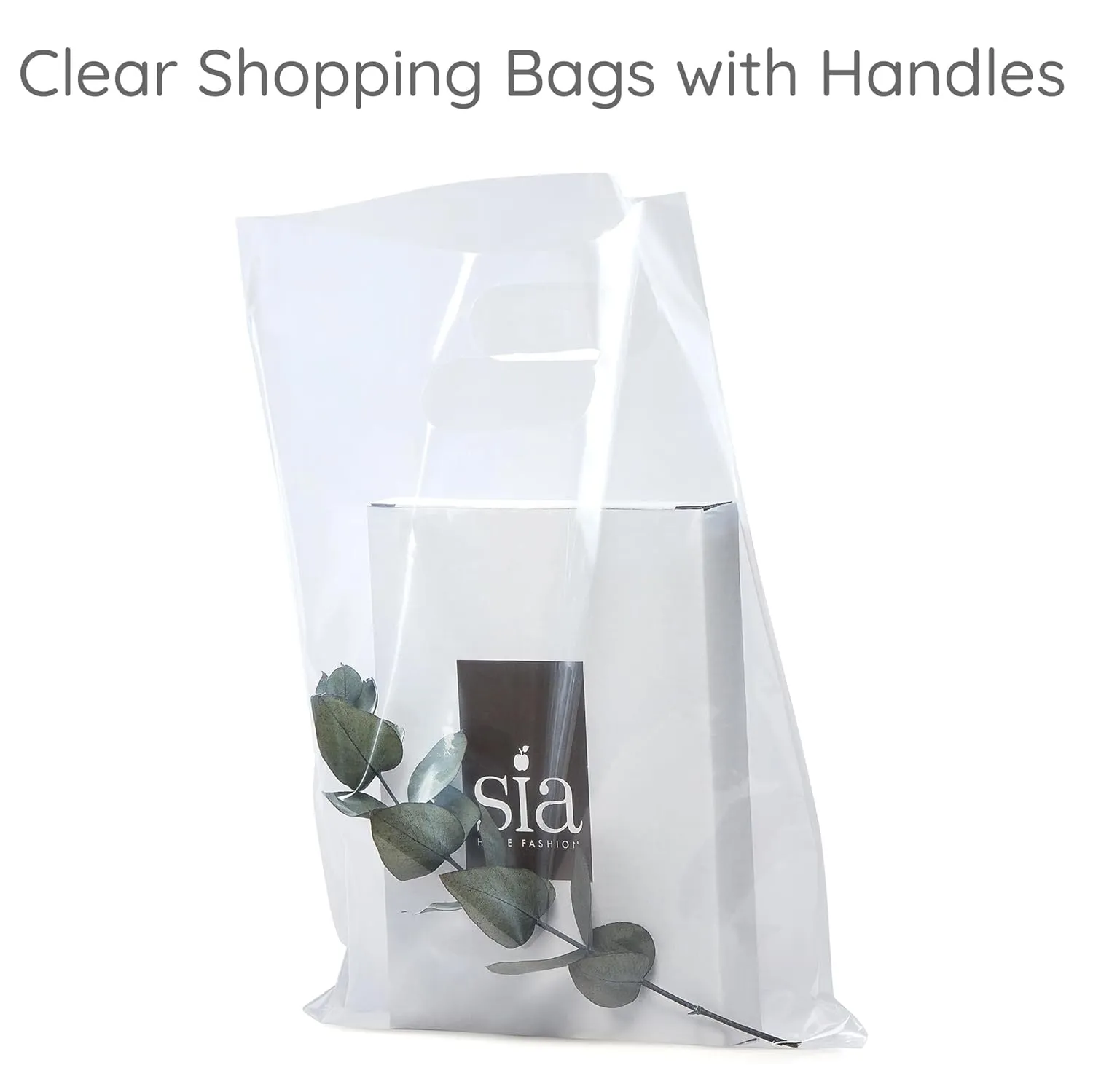 100 Clear Plastic Bags With Handles 9"x12" Perfect for Merchandise And Retail 1.5Mil Thick Clear Gift Bags With Handles