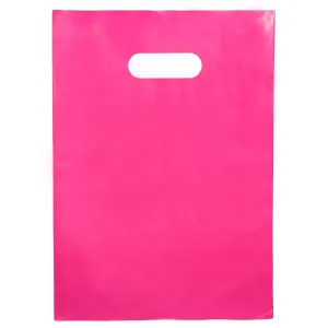 100 Pink Bags for Small Business 1.5Mil Thick 9"x12" Great For Merchandise Boutique Retail Glossy Pink Plastic Bags With Handles