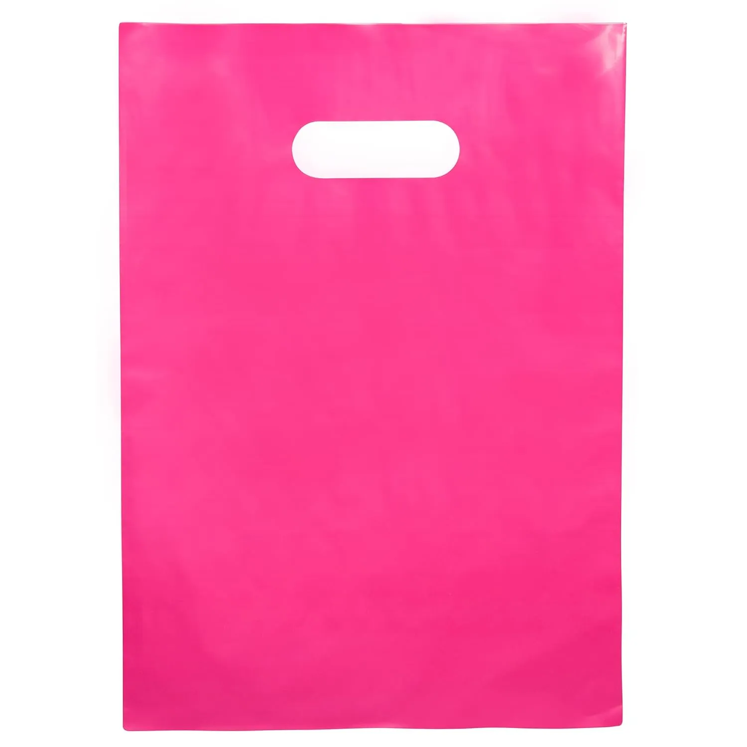 100 Pink Bags for Small Business 1.5Mil Thick 9"x12" Great For Merchandise Boutique Retail Glossy Pink Plastic Bags With Handles