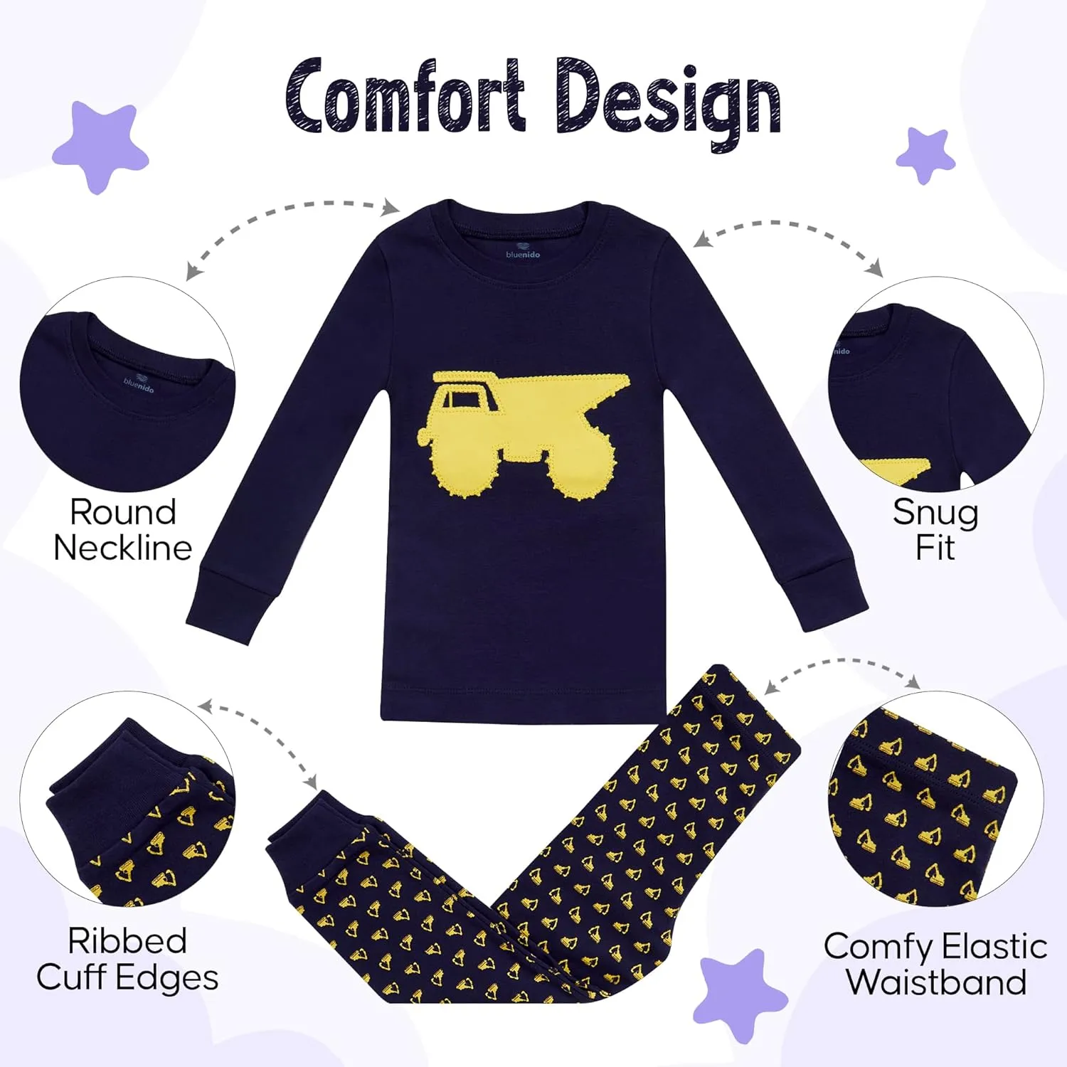 2-Piece Boys Pajamas - 100% Cotton Fleece, Kids & Toddler Pajamas - Tag-Free Boys Pjs - (12M - 8Y) Pajamas for Boys