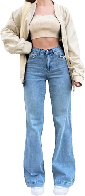 2024 Wide Leg Jeans for Women High Waist Loose Straight Denim Pants 90s Baggy Jeans Trouser Jeans with Pockets