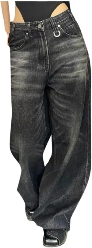 2024 Wide Leg Jeans for Women High Waist Loose Straight Denim Pants 90s Baggy Jeans Trouser Jeans with Pockets