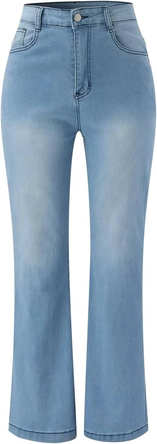 2024 Wide Leg Jeans for Women High Waist Loose Straight Denim Pants 90s Baggy Jeans Trouser Jeans with Pockets