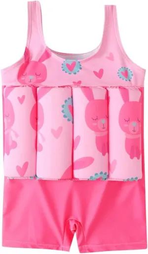 AFAVOM Floatation Swimsuits with Adjustable Buoyancy Sticks for Toddler Kid Baby Boy Girl Float Suit Swim Vest Bathing Suit