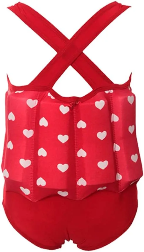 AFAVOM Toddler Kids Baby Girls Floatation Swimsuit with 8 Adjustable Buoyancy Strawberry Float Suit Swim Vest Bathing Suit