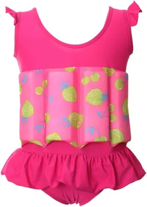 AFAVOM Toddler Kids Baby Girls Floatation Swimsuit with 8 Adjustable Buoyancy Strawberry Float Suit Swim Vest Bathing Suit