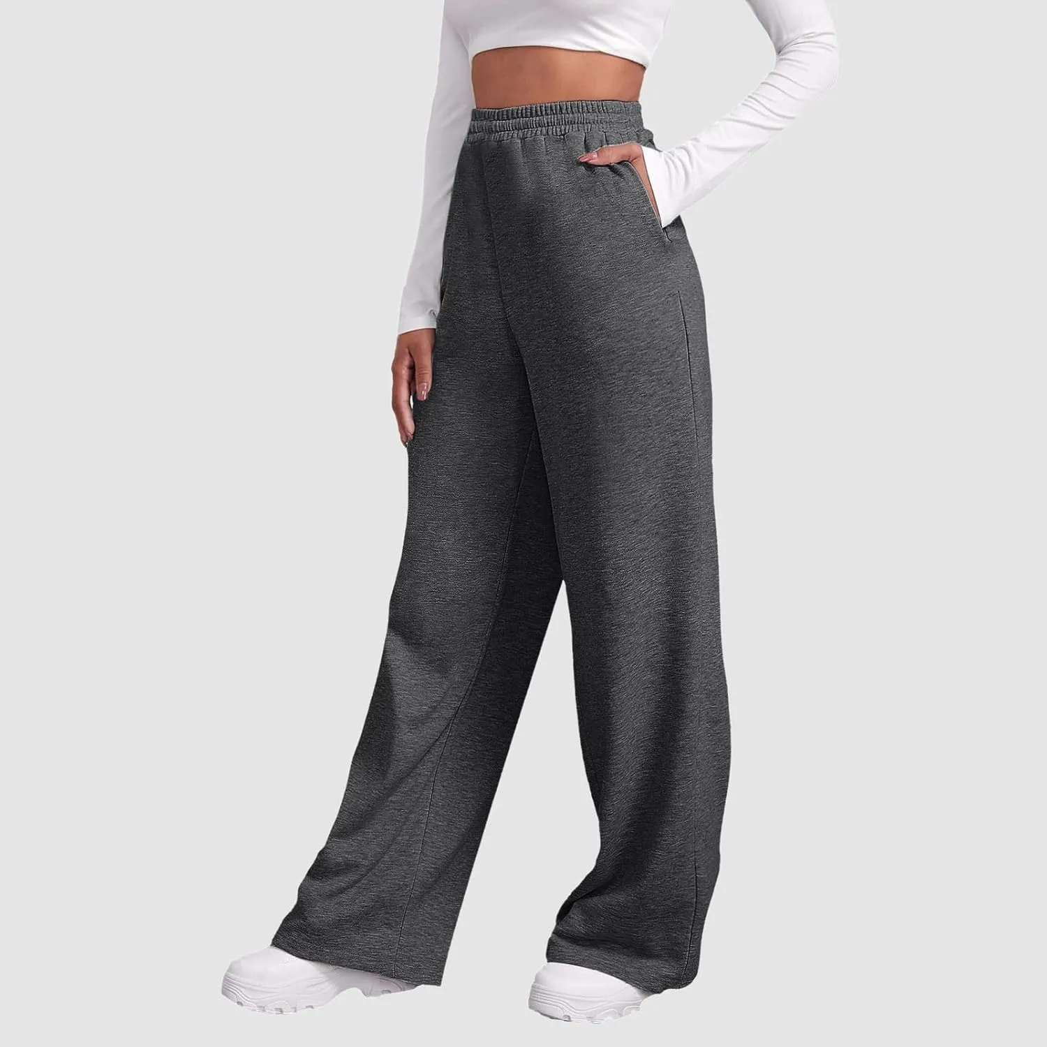 Aniywn Baggy Wide Leg Sweatpants for Women Joggers Workout Lounge with Pockets Yoga Pant Causal Drawstring High Waist Joggers