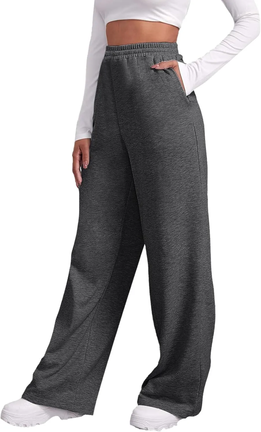 Aniywn Baggy Wide Leg Sweatpants for Women Joggers Workout Lounge with Pockets Yoga Pant Causal Drawstring High Waist Joggers