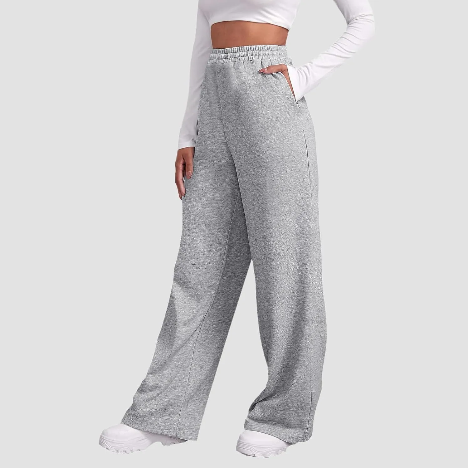 Aniywn Baggy Wide Leg Sweatpants for Women Joggers Workout Lounge with Pockets Yoga Pant Causal Drawstring High Waist Joggers