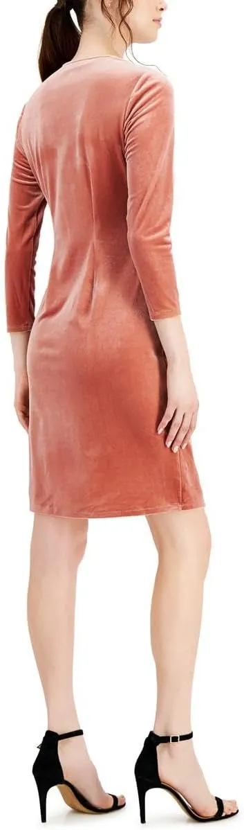 Anne Klein Womens Velvet Short Sheath Dress