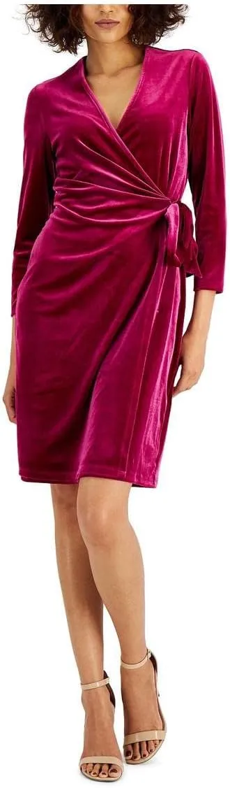 Anne Klein Womens Velvet Short Sheath Dress