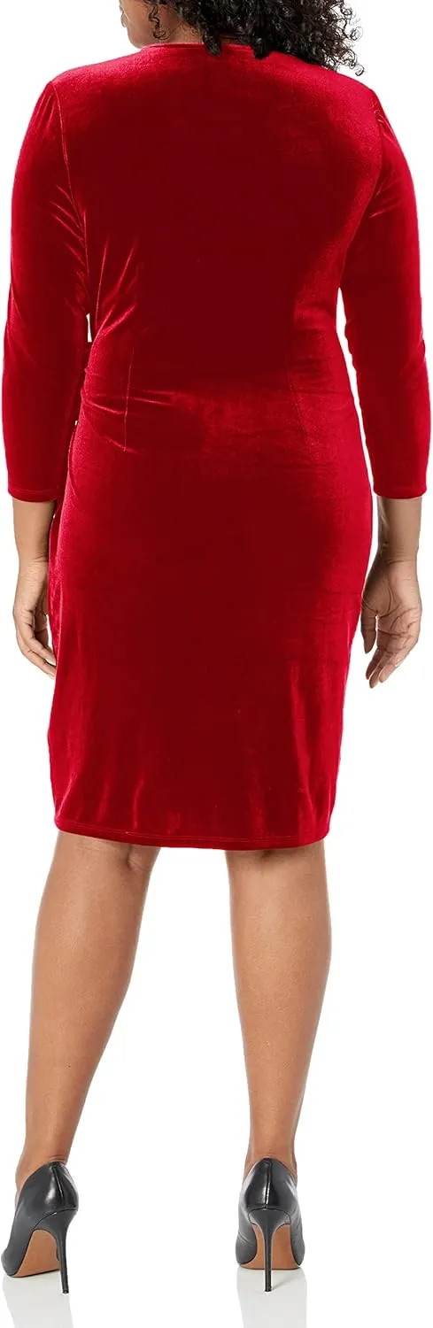 Anne Klein Womens Velvet Short Sheath Dress