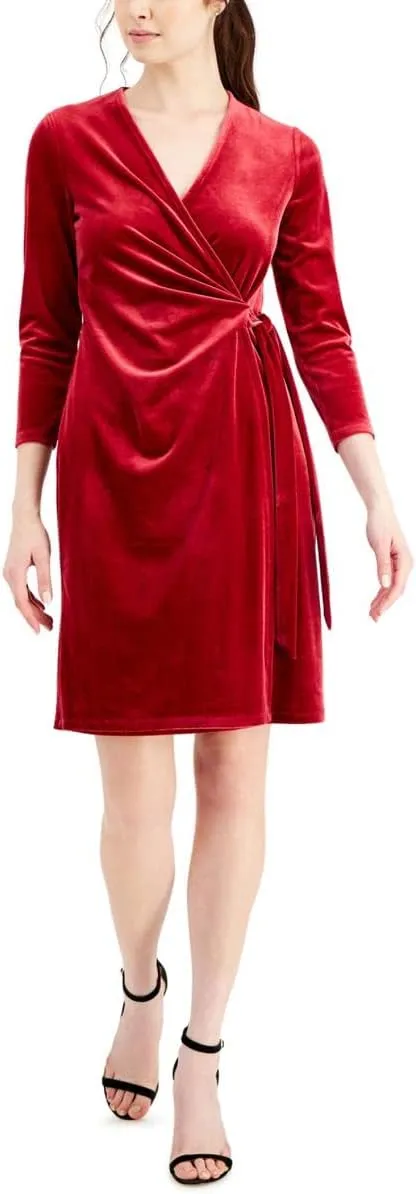 Anne Klein Womens Velvet Short Sheath Dress