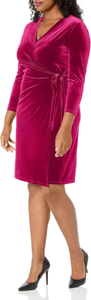 Anne Klein Womens Velvet Short Sheath Dress