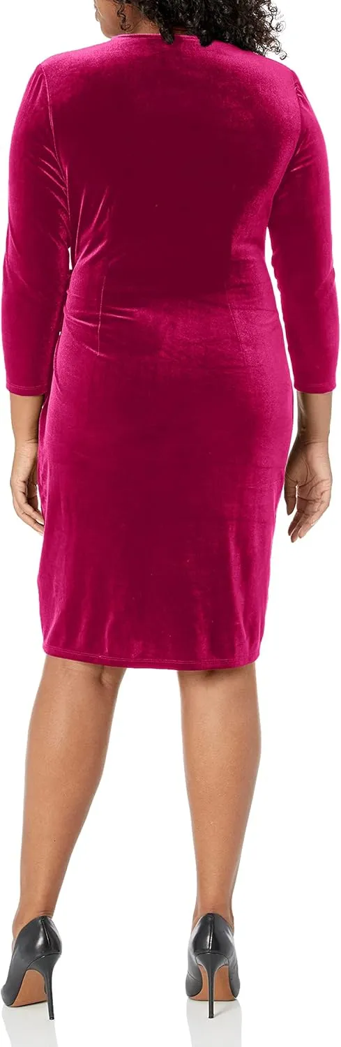 Anne Klein Womens Velvet Short Sheath Dress