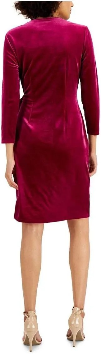 Anne Klein Womens Velvet Short Sheath Dress