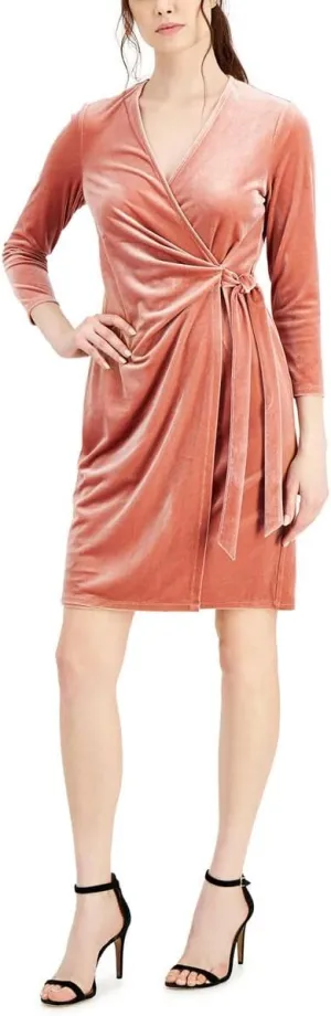 Anne Klein Womens Velvet Short Sheath Dress