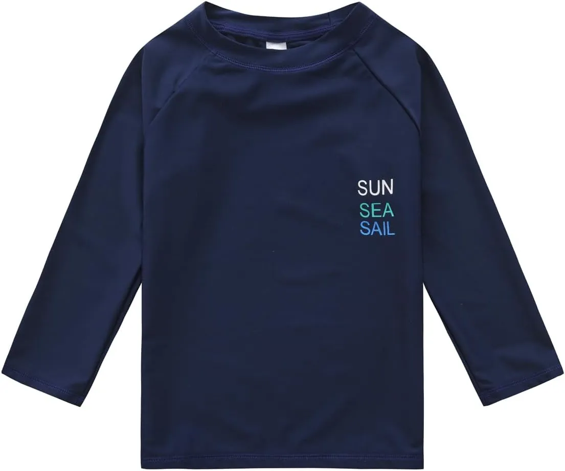 Baby-Boys Toddler Long Sleeved Rashguard Swim Bathing Suit and Sun Hat Set