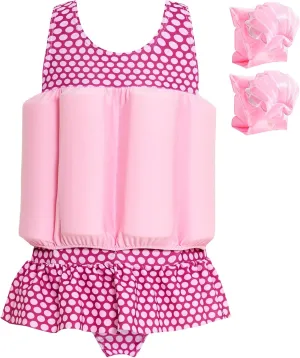 Baby Girls Swimsuit with Floatation Toddler One Piece Swimsuits Kids Swim Vest Swimwear Float Suit