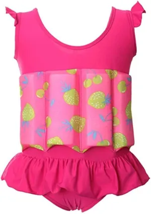 Baby Toddler Girls Float Swimwear Bathing Suit Ruffles with Bow-Knot Kids One Piece Swimsuit Beach Rash Guard,1-8Y