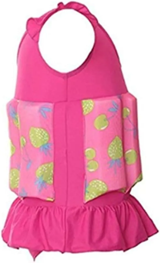 Baby Toddler Girls Float Swimwear Bathing Suit Ruffles with Bow-Knot Kids One Piece Swimsuit Beach Rash Guard,1-8Y