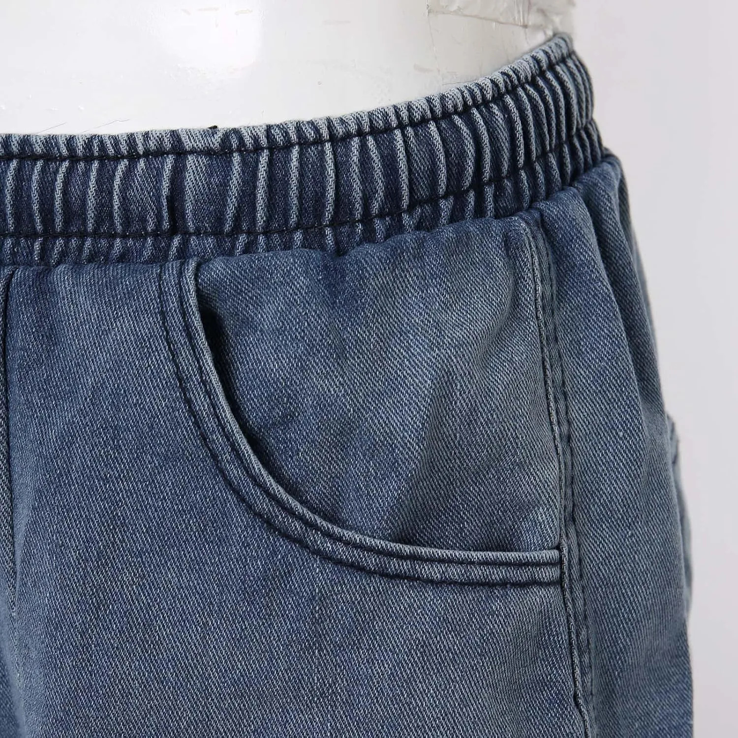 Baggy Jean Shorts for Men Summer Casual Loose Fit Y2K Hip Hop Mid Denim Shorts Streetwear with Pockets