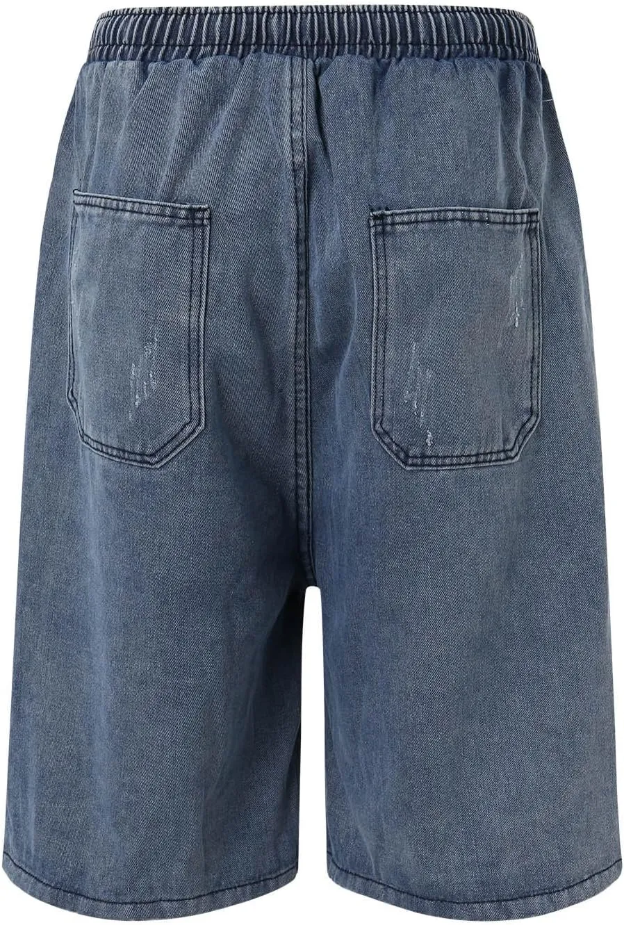 Baggy Jean Shorts for Men Summer Casual Loose Fit Y2K Hip Hop Mid Denim Shorts Streetwear with Pockets