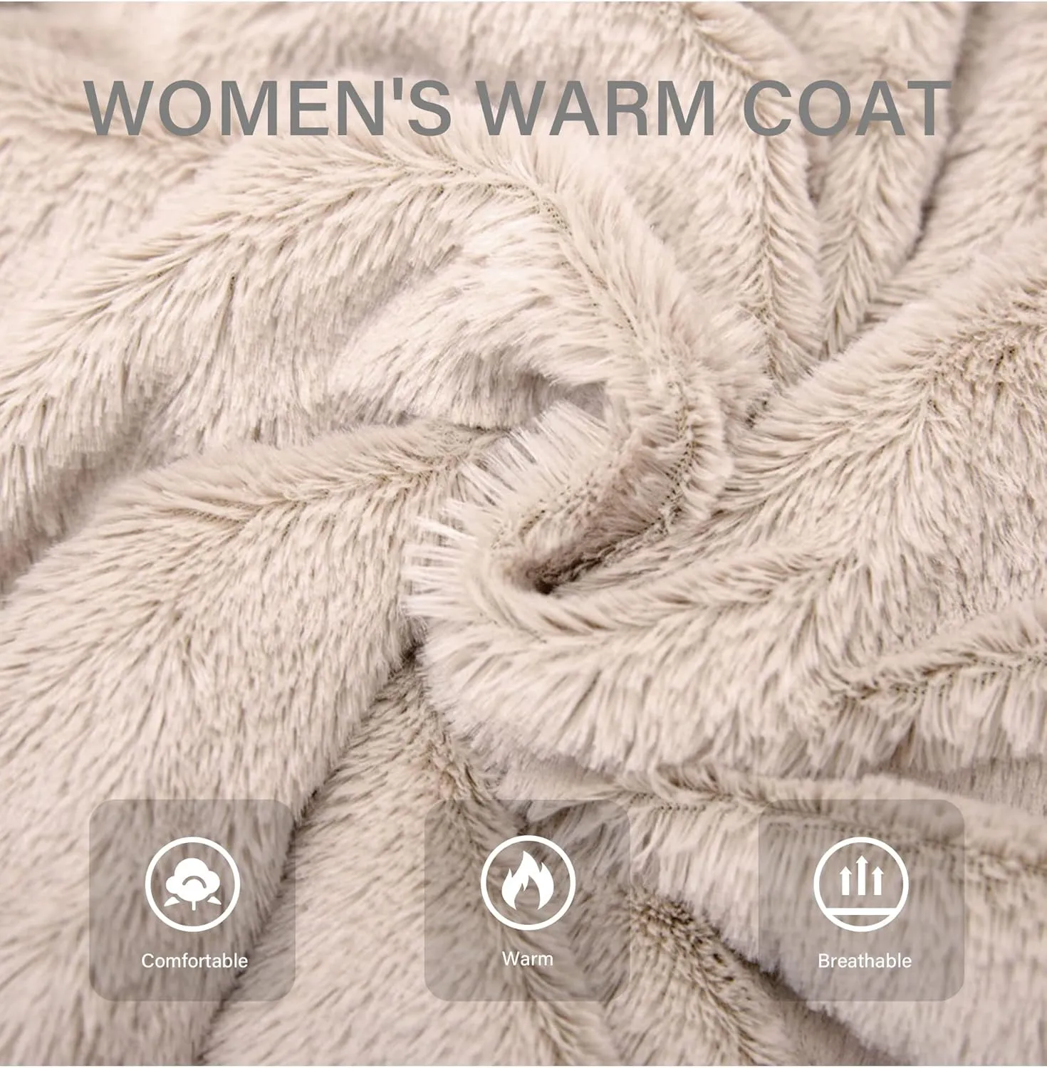 Bellivera Women's Faux Fur Coat Shearling Fluffy Fuzzy Shaggy Hood Sherpa-Lined Fleece Jacket