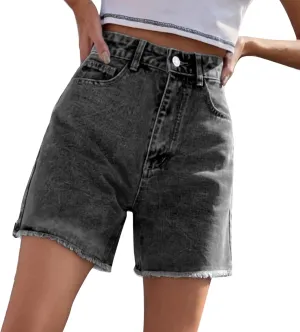 Bermuda Jean Shorts for Women High Waisted Trendy Stretchy Long Denim Shorts Straight Leg Cutoff Casual Pants w/Pocket