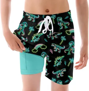 BFUSTYLE Boys Swim Trunks Kid Swim Short with Compression Liner Little Boys Bathing Suit