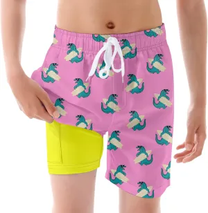 BFUSTYLE Boys Swim Trunks Kid Swim Short with Compression Liner Little Boys Bathing Suit