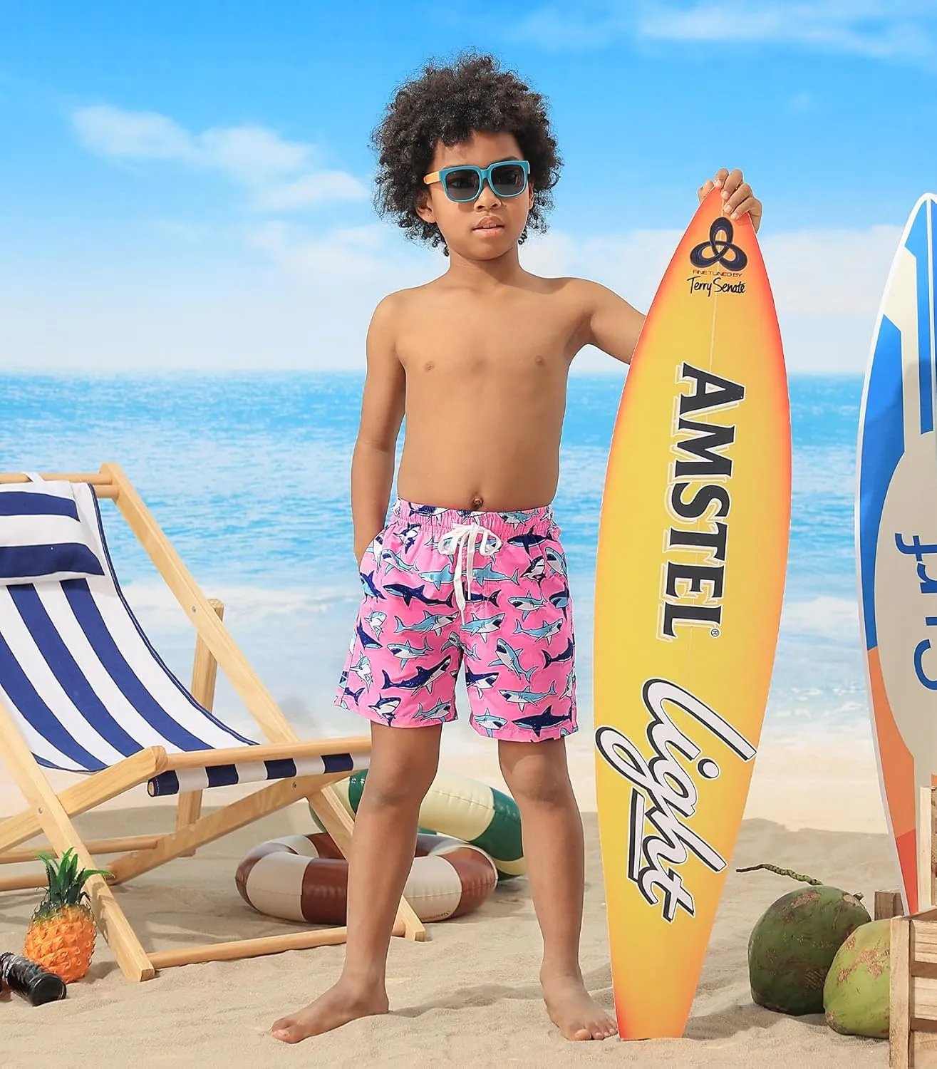 BFUSTYLE Boys Swim Trunks Kid Swim Short with Compression Liner Little Boys Bathing Suit