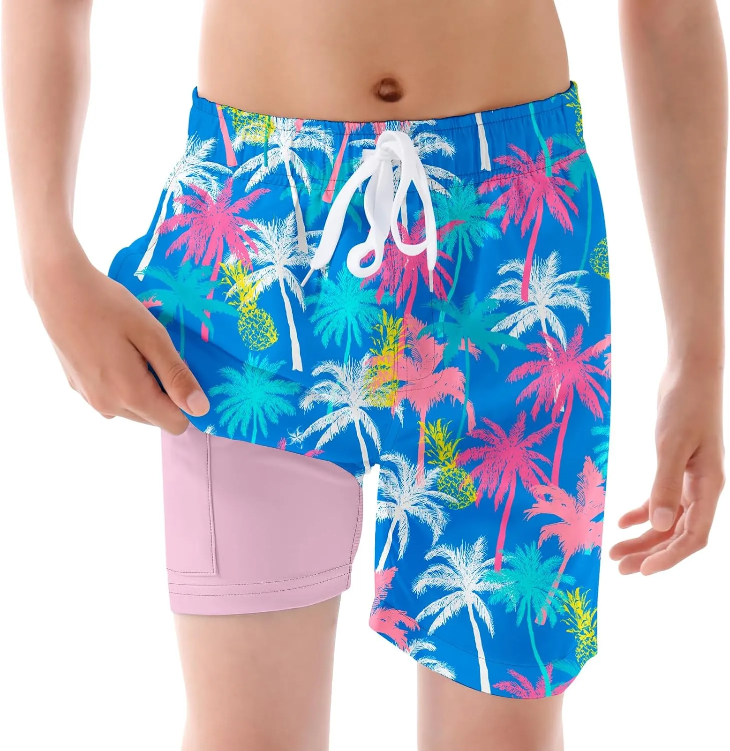 BFUSTYLE Boys Swim Trunks Kid Swim Short with Compression Liner Little Boys Bathing Suit