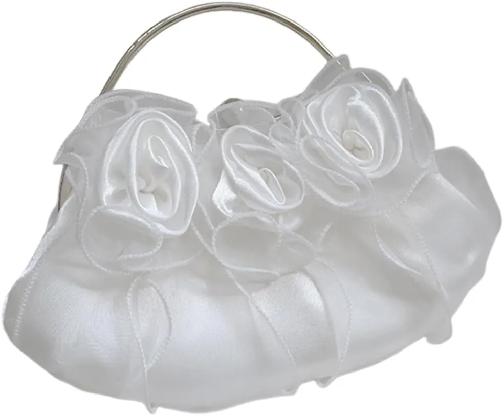 Bows Decors Glossy Metal Chain Kiss Lock Evening Bag Shoulder Handbag for Weddings and Parties Detachable Strap