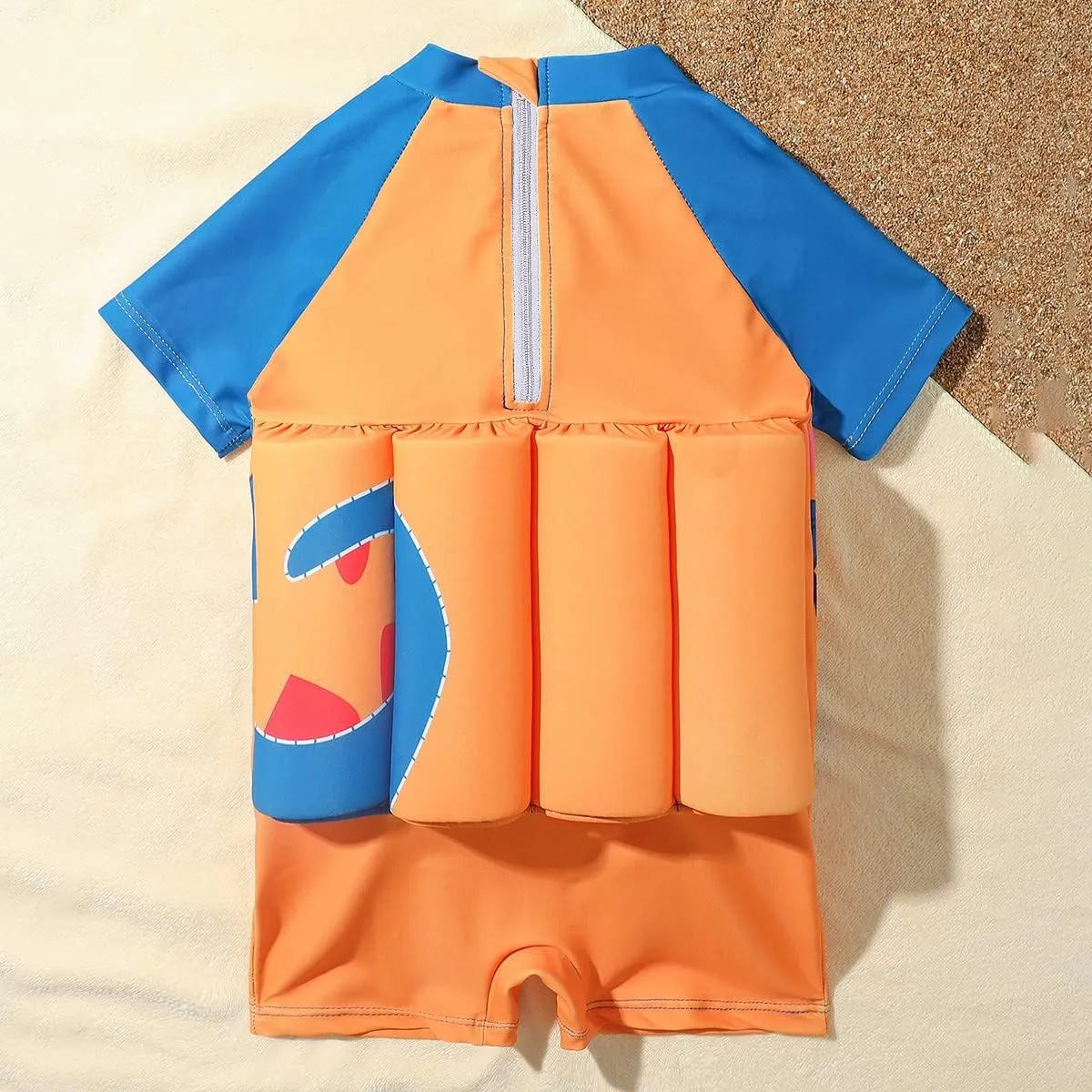 Boy Girls One-Piece Floatation Swimsuit Summer Short Sleeve Bathing Suits with Adjustable Buoyancy Float Suit Swimwear