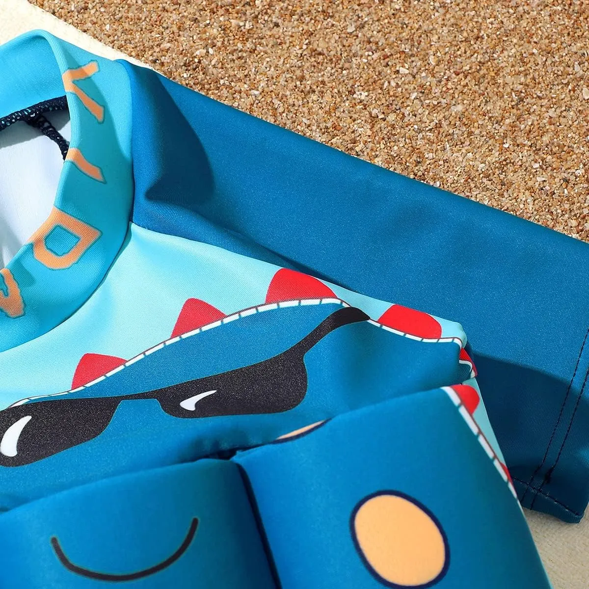 Boy Girls One-Piece Floatation Swimsuit Summer Short Sleeve Bathing Suits with Adjustable Buoyancy Float Suit Swimwear