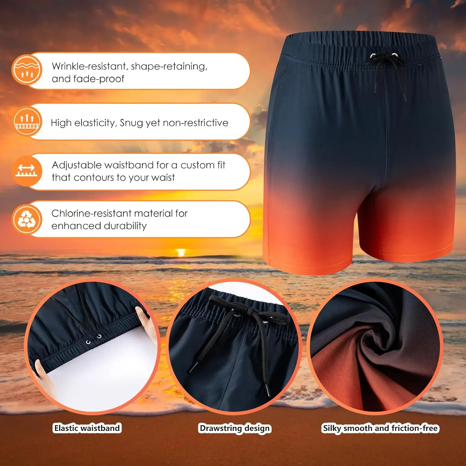 Boys Swim Trunks 2 Pack, Bathing Suit with Compression Liner, UPF 50 , Beach Shorts for 5-16 Years