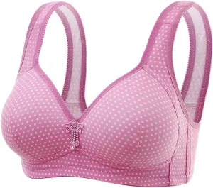 Bra for Women Polka Dot No Underwire Seamless Bralettes Lightly Lined Hides Back Fat Beauty Back Smoothing Underwear