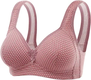 Bra for Women Polka Dot No Underwire Seamless Bralettes Lightly Lined Hides Back Fat Beauty Back Smoothing Underwear
