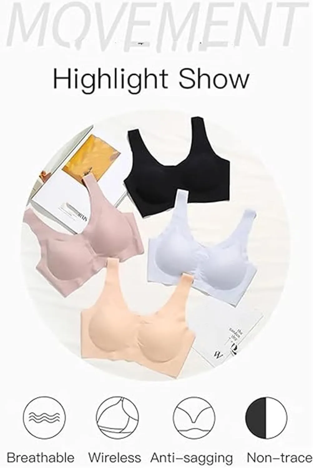 Bras for Women No Underwire Plus Size Seamless Wireless Push up Bra Ultra Comfort Soft Ice Silk Sports Yoga Underwear