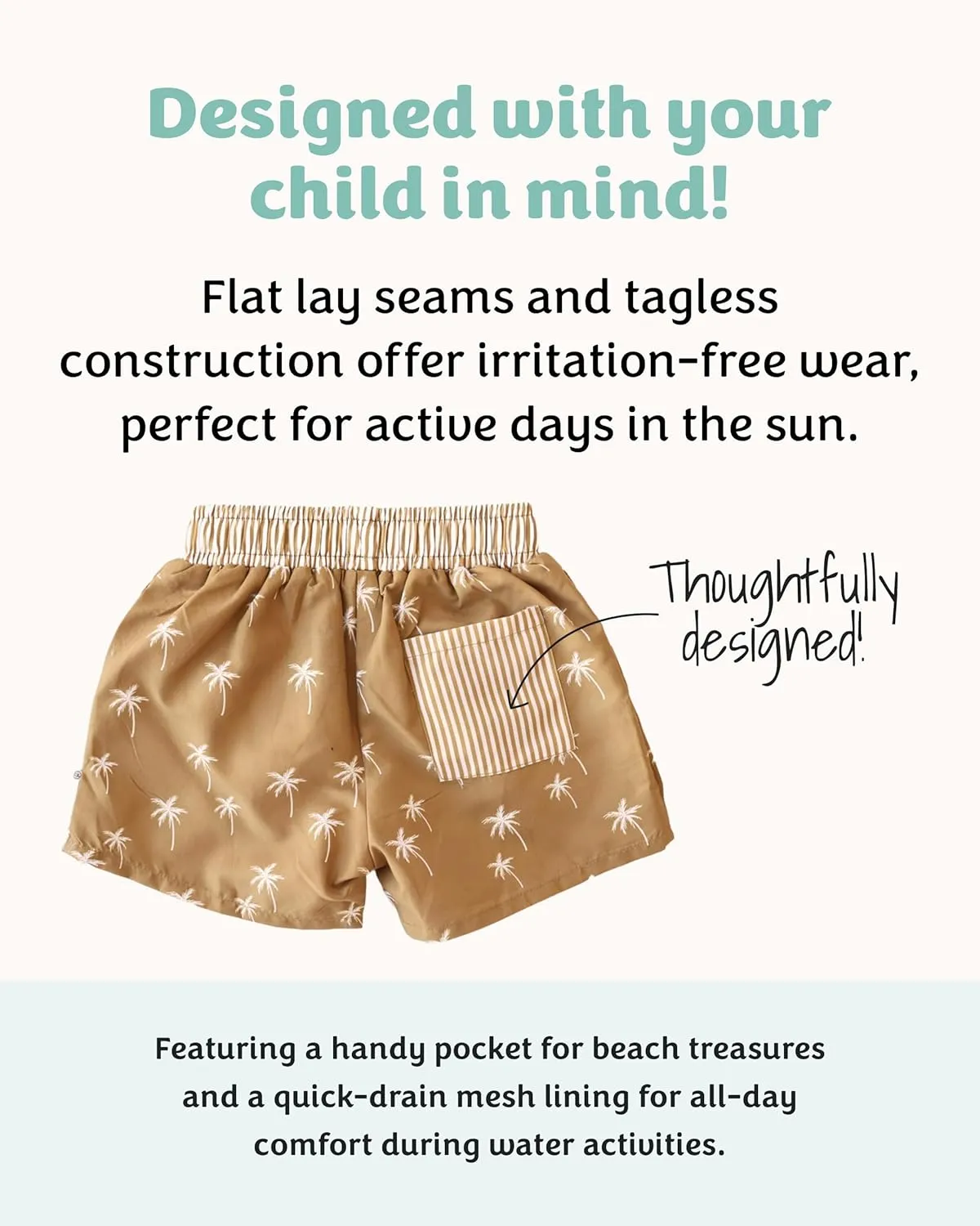 Caden Lane Boys Swim Trunks, Chlorine Resistant, Quick-Drying, Stretchy Swim Shorts with Mesh Lining for Baby, Toddler & Kids