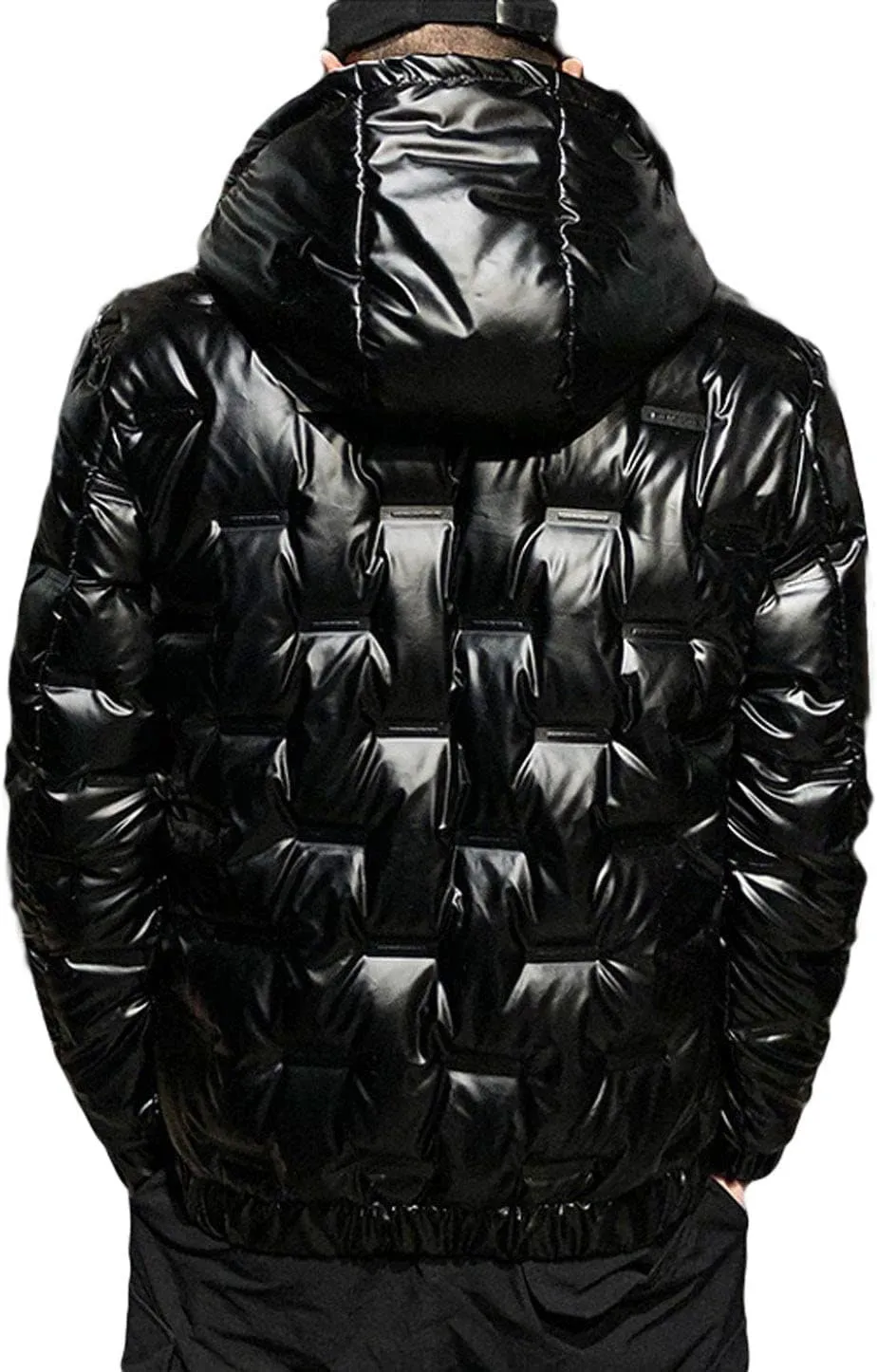 CHARTOU Men's Winter Metallic Zip Up Hooded Down Puffer Jacket Warm Parka Coat Waterproof Anorak