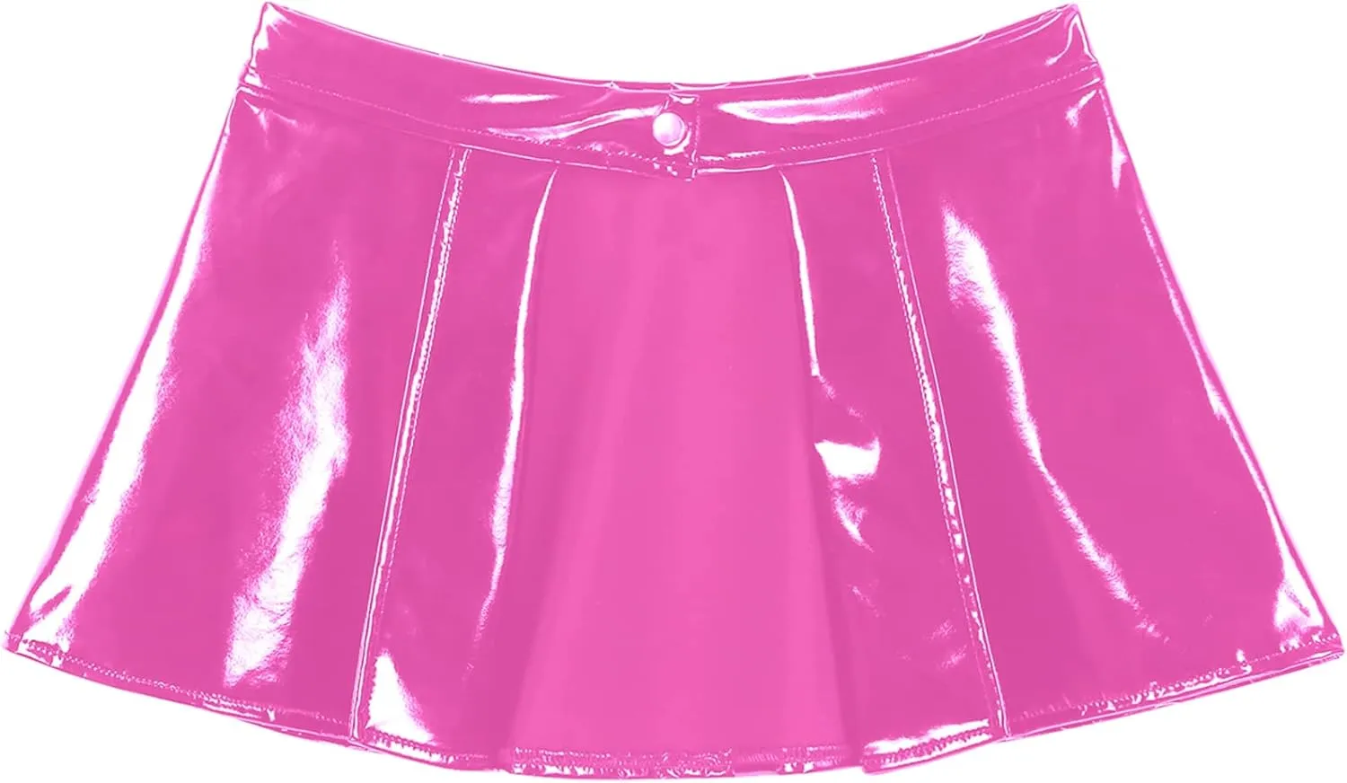 CHICTRY Latex Metallic Skirt for Women Patent Leather Open Front Sexy Pleated Mini Skater Skirt