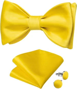 Classic Bow Ties Brand Silk Self-tie Bowties Pocket Square Cufflinks Set Wedding Knot Gifts