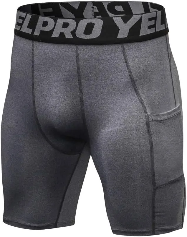 Compression Shorts Men Underwear Quick Dry Running Shorts Workout Athletic Shorts Pocket Gym Training Sports Pants