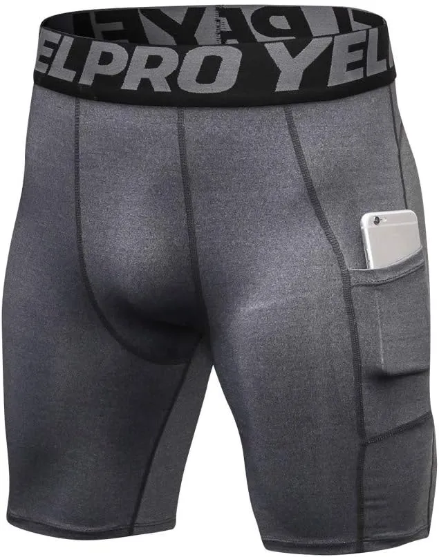 Compression Shorts Men Underwear Quick Dry Running Shorts Workout Athletic Shorts Pocket Gym Training Sports Pants