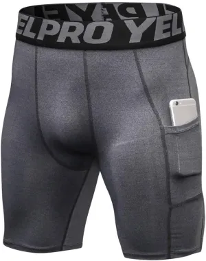 Compression Shorts Men Underwear Quick Dry Running Shorts Workout Athletic Shorts Pocket Gym Training Sports Pants
