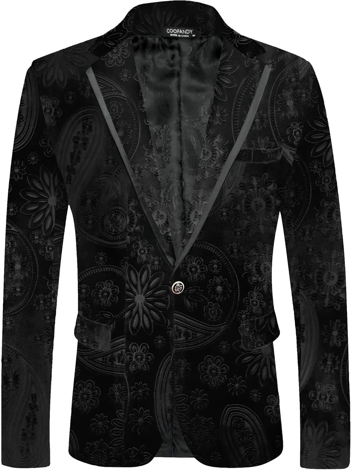 COOFANDY Men's Velvet Blazer Notched Lapel One Button Velour Tuxedo Jacket for Prom Wedding Party Dinner