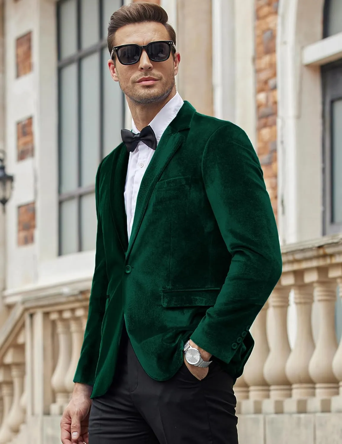 COOFANDY Men's Velvet Blazer Notched Lapel Velour Suit Jacket One Button Tuxedo Jackets for Wedding Prom Party Dinner